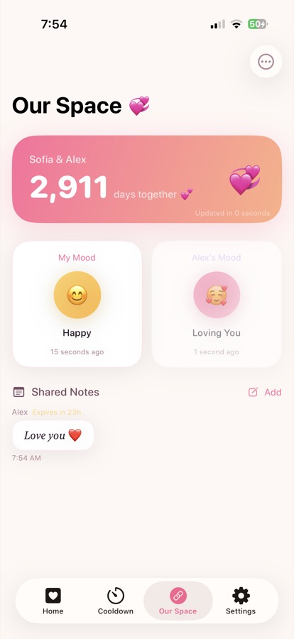 Shared mood check-in between partners