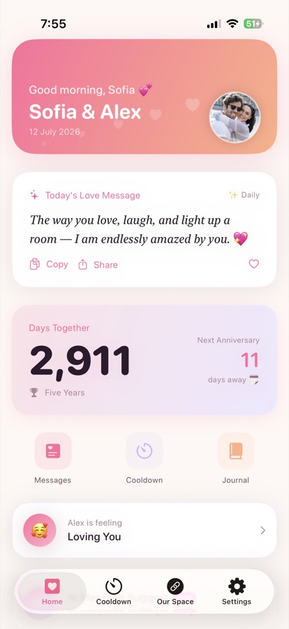 Days together counter and milestones
